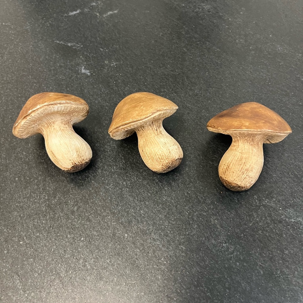 Set of 3 pottery mushrooms